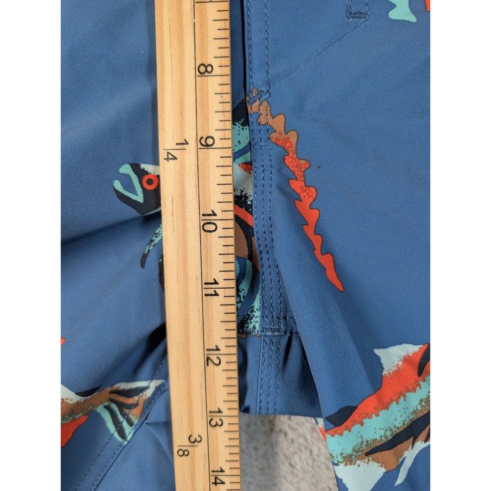 Roark Passage Series Board Shorts Mens 34 Blue Yellow Fish Trout Print - Picture 5 of 8